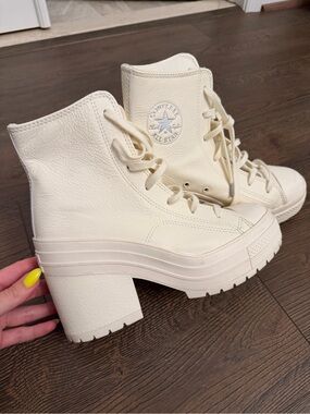 Converse Cream Platform Lug Heel High-Top Boots